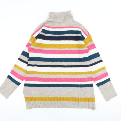 Marks and Spencer Womens Multicoloured Roll Neck Striped Acrylic Pullover Jumper Size S