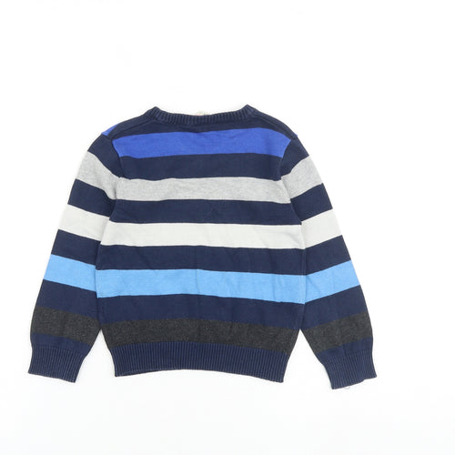 H&M Boys Multicoloured V-Neck Striped 100% Cotton Pullover Jumper Size 3-4 Years Pullover