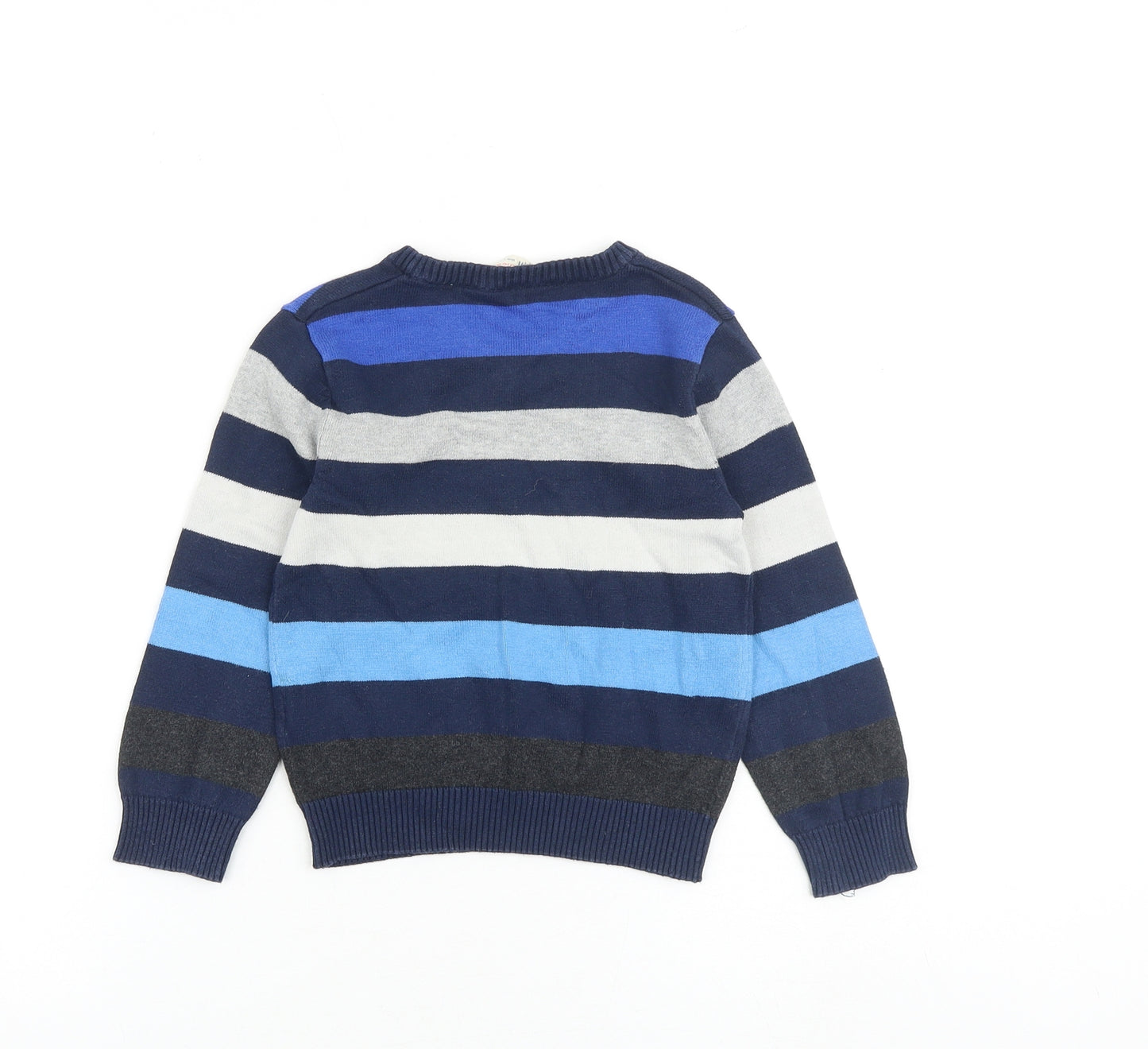 H&M Boys Multicoloured V-Neck Striped 100% Cotton Pullover Jumper Size 3-4 Years Pullover