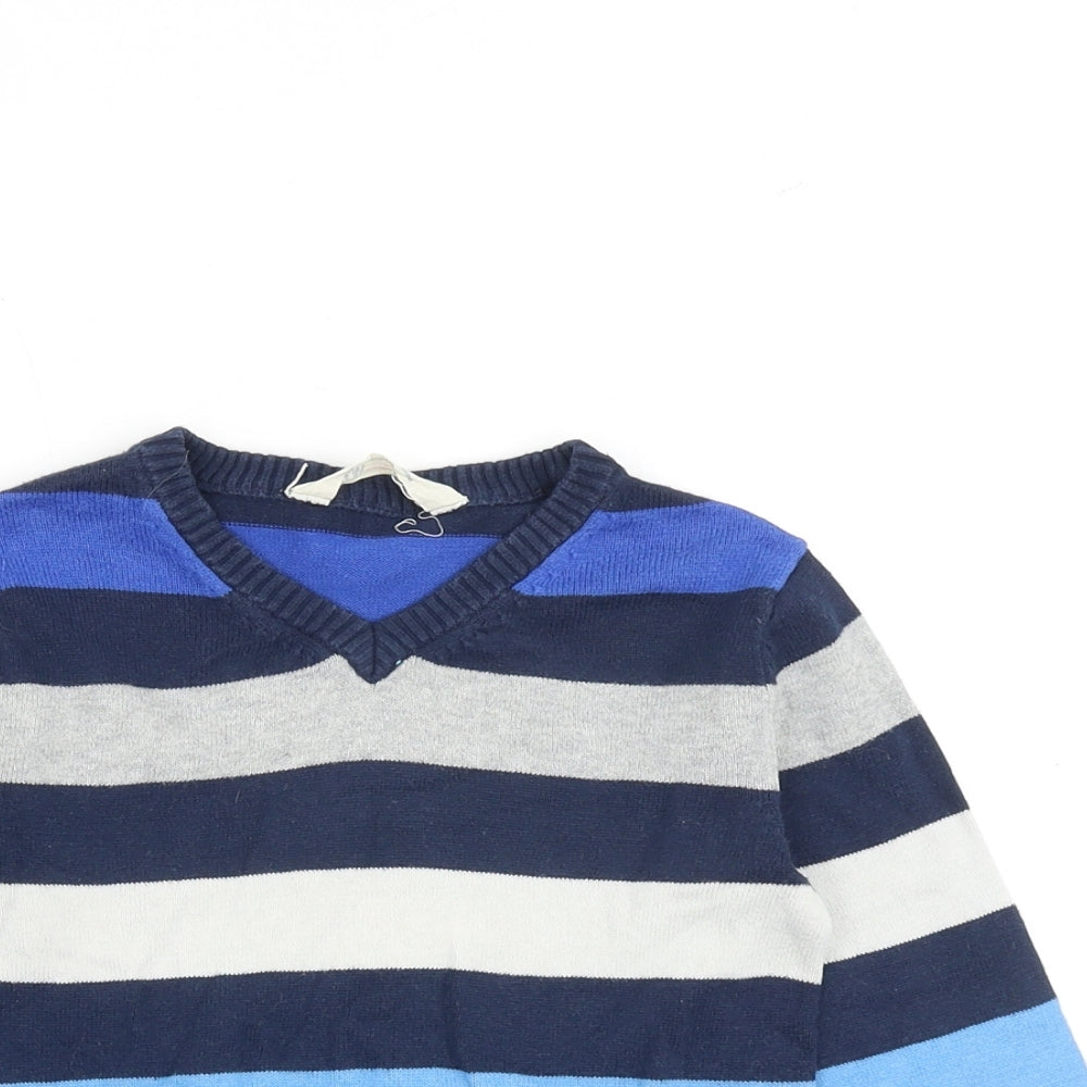 H&M Boys Multicoloured V-Neck Striped 100% Cotton Pullover Jumper Size 3-4 Years Pullover
