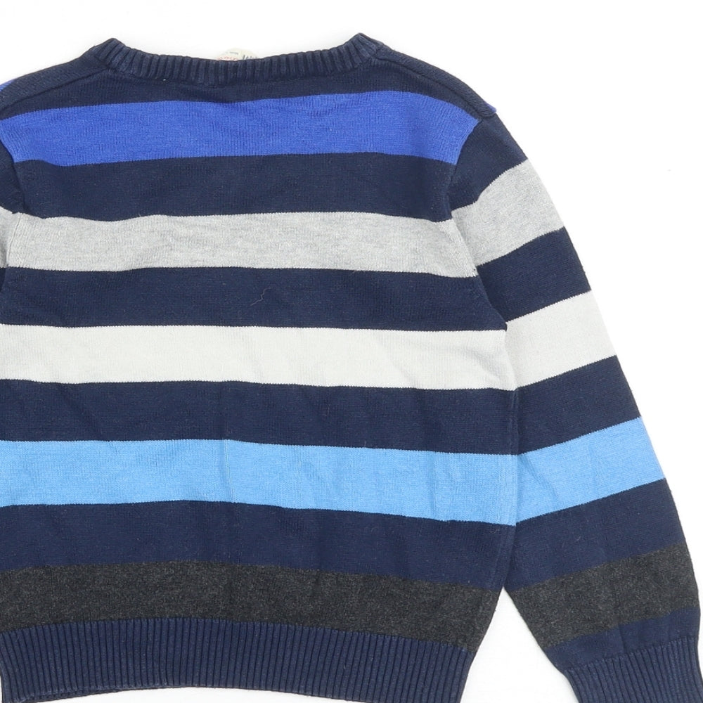 H&M Boys Multicoloured V-Neck Striped 100% Cotton Pullover Jumper Size 3-4 Years Pullover