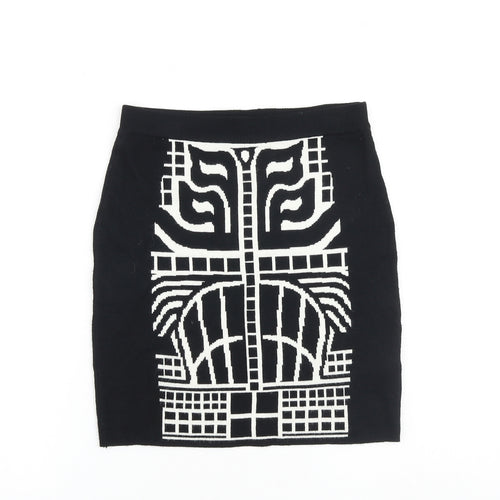 Apricot Womens Black Geometric Viscose Bandage Skirt Size 10