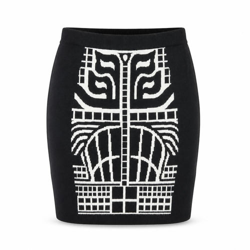 Apricot Womens Black Geometric Viscose Bandage Skirt Size 10