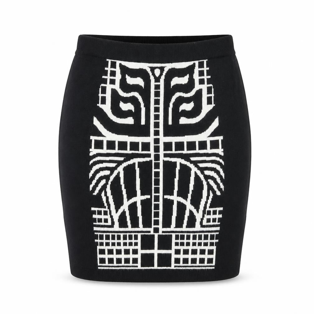 Apricot Womens Black Geometric Viscose Bandage Skirt Size 10