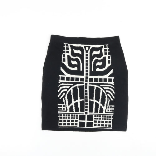 Apricot Womens Black Geometric Viscose Bandage Skirt Size 10