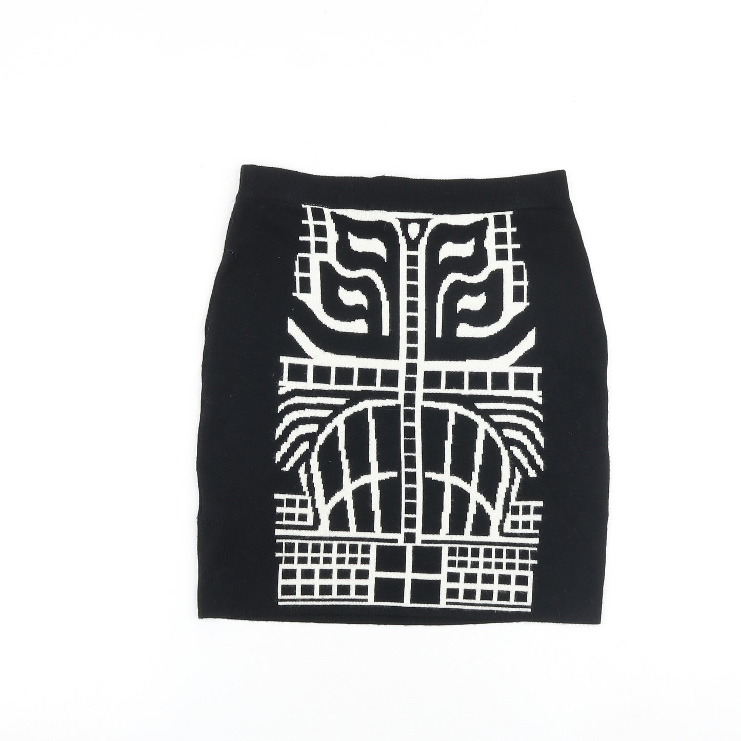 Apricot Womens Black Geometric Viscose Bandage Skirt Size 10