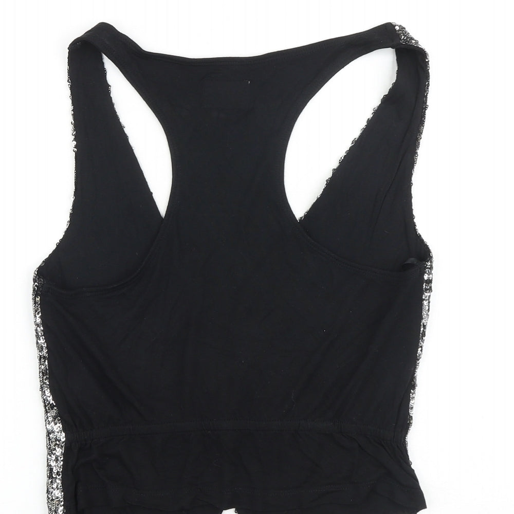 Only Womens Silver Polyester Jacket Waistcoat Size 8 Hook & Loop - Sequins, Sparkle