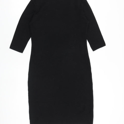 Marks and Spencer Womens Black Wool Shift Size 12 Round Neck Pullover