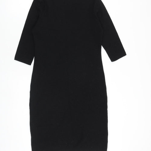 Marks and Spencer Womens Black Wool Shift Size 12 Round Neck Pullover