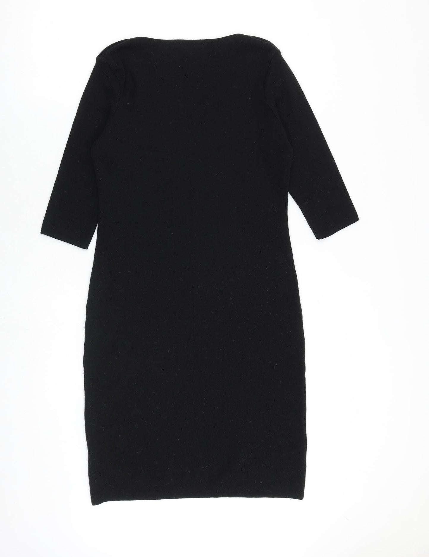 Marks and Spencer Womens Black Wool Shift Size 12 Round Neck Pullover