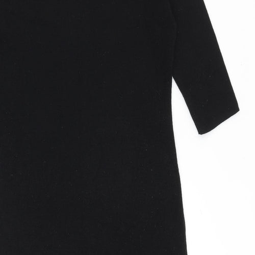 Marks and Spencer Womens Black Wool Shift Size 12 Round Neck Pullover