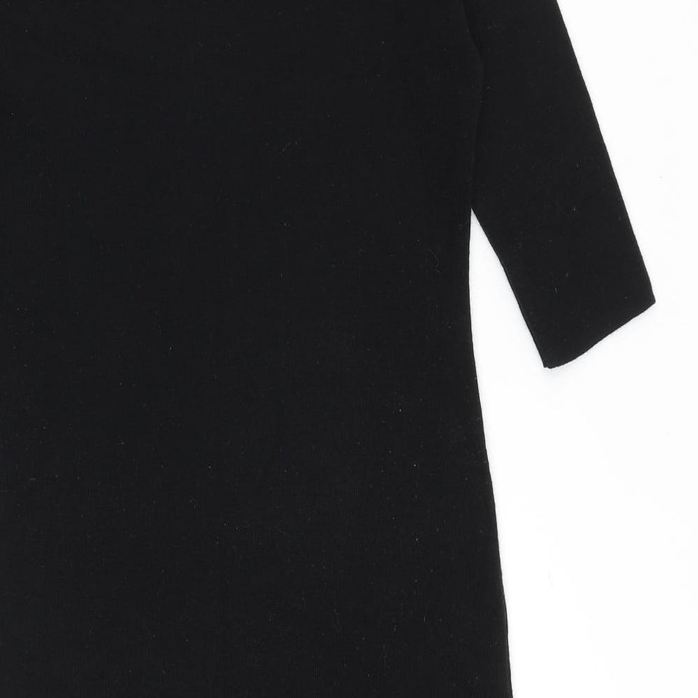 Marks and Spencer Womens Black Wool Shift Size 12 Round Neck Pullover