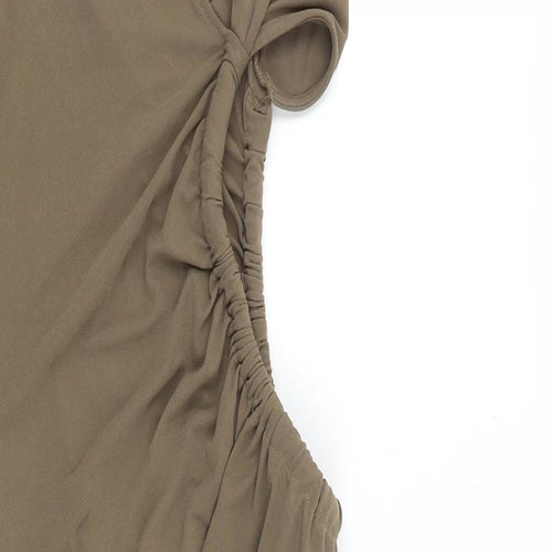 Zara Womens Brown Polyester Maxi Size L V-Neck Zip