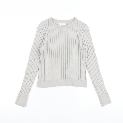 Zara Girls Grey Round Neck Viscose Pullover Jumper Size 13-14 Years Pullover
