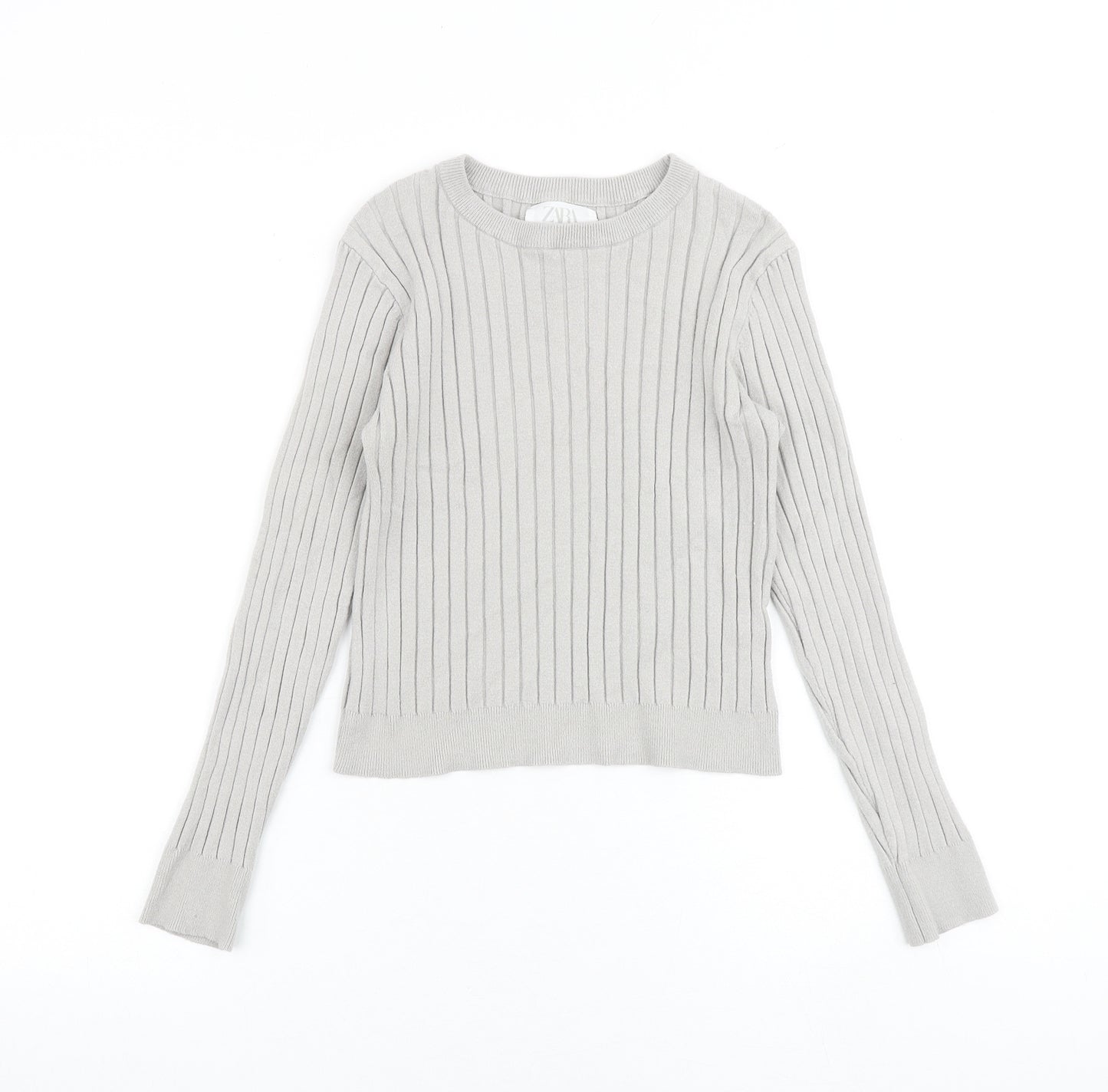 Zara Girls Grey Round Neck Viscose Pullover Jumper Size 13-14 Years Pullover