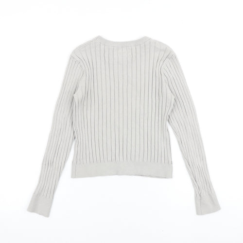 Zara Girls Grey Round Neck Viscose Pullover Jumper Size 13-14 Years Pullover