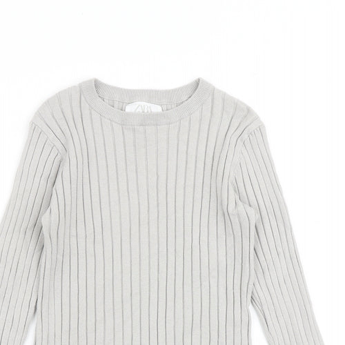 Zara Girls Grey Round Neck Viscose Pullover Jumper Size 13-14 Years Pullover