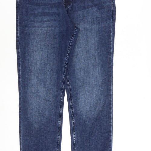 Principles Womens Blue Cotton Straight Jeans Size 12 L26 in Regular Zip