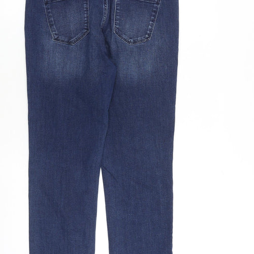 Principles Womens Blue Cotton Straight Jeans Size 12 L26 in Regular Zip