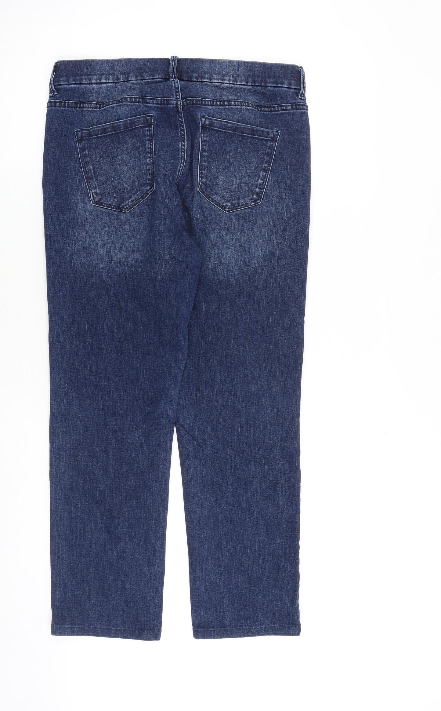 Principles Womens Blue Cotton Straight Jeans Size 12 L26 in Regular Zip