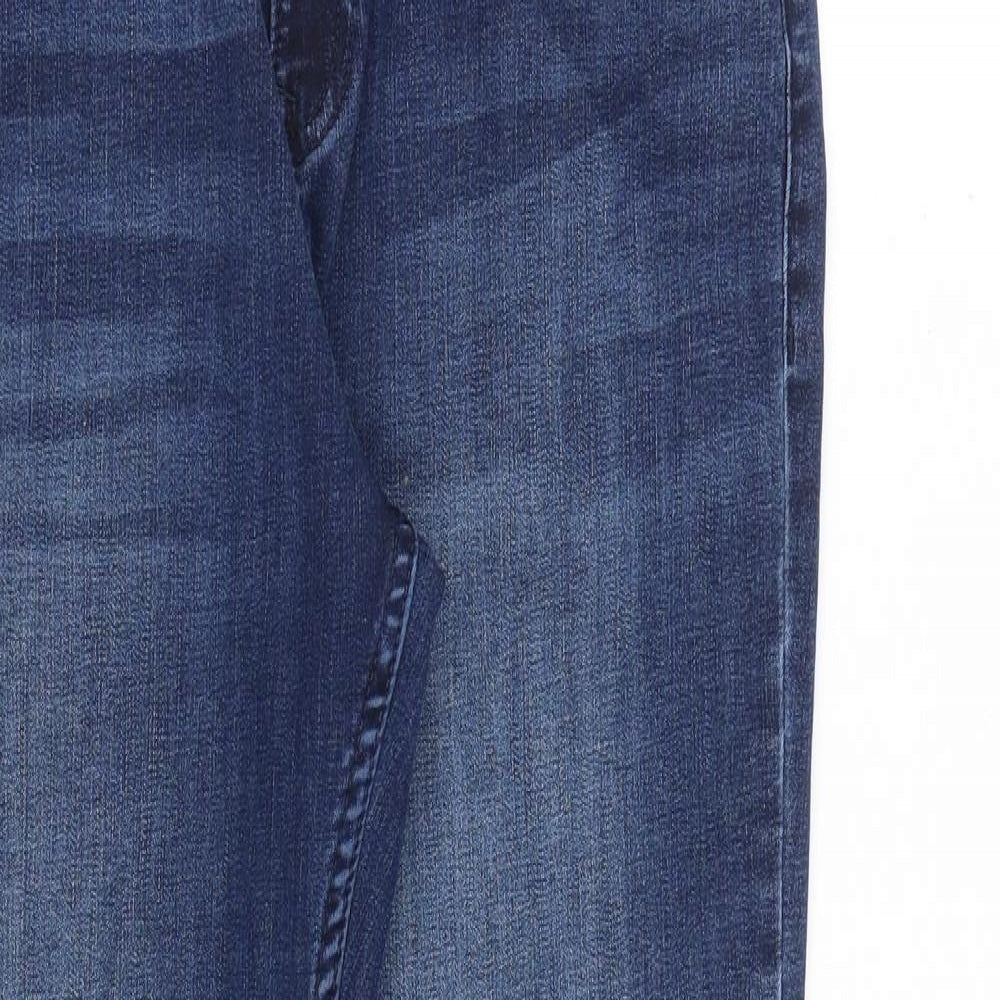 Principles Womens Blue Cotton Straight Jeans Size 12 L26 in Regular Zip