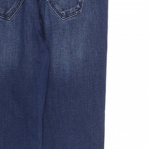 Principles Womens Blue Cotton Straight Jeans Size 12 L26 in Regular Zip