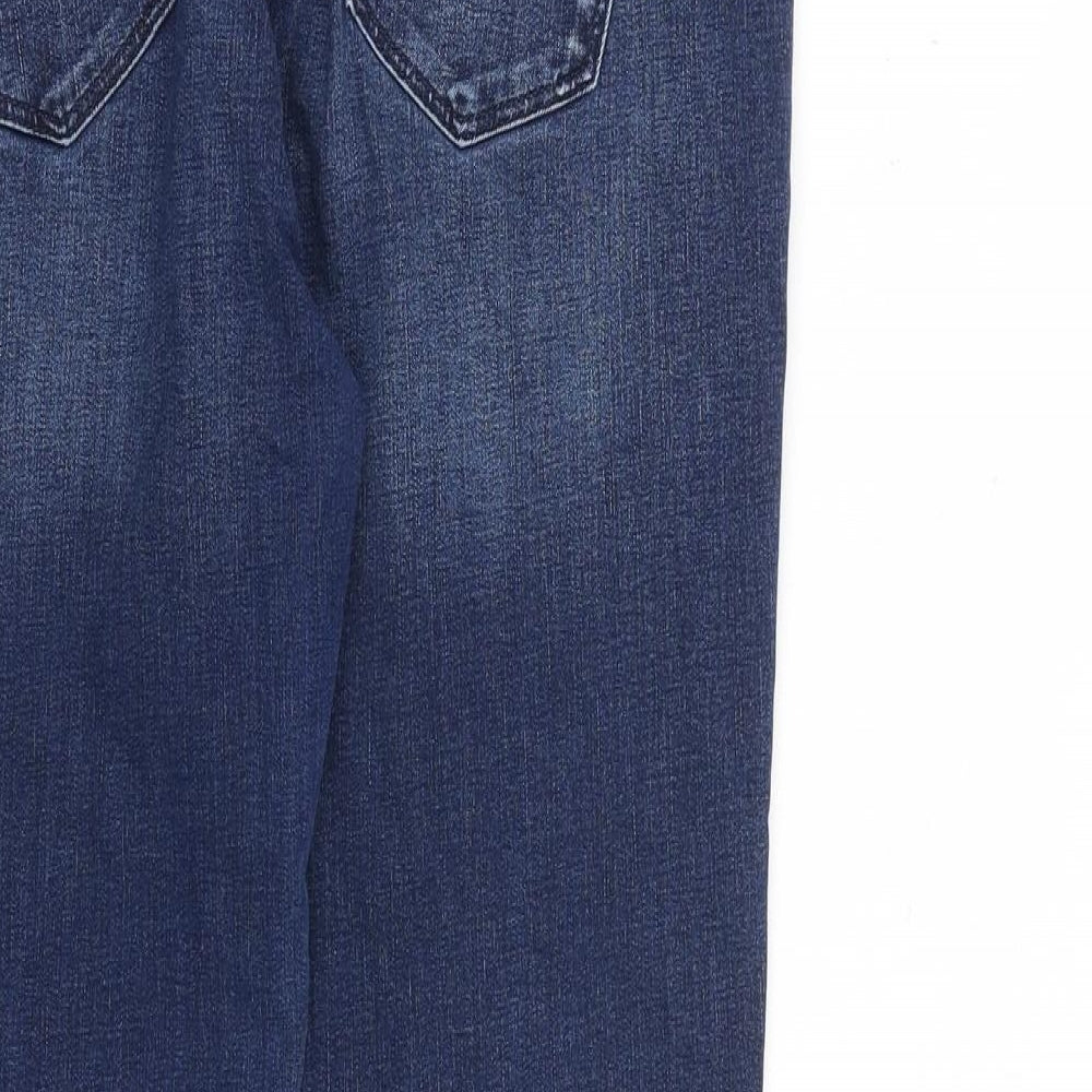 Principles Womens Blue Cotton Straight Jeans Size 12 L26 in Regular Zip