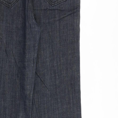 NEXT Womens Blue Cotton Bootcut Jeans Size 12 L30 in Regular Zip - Embellished Pockets