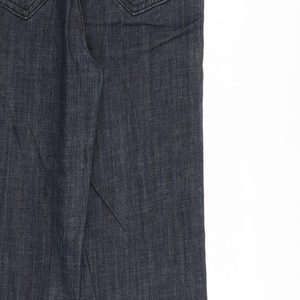 NEXT Womens Blue Cotton Bootcut Jeans Size 12 L30 in Regular Zip - Embellished Pockets