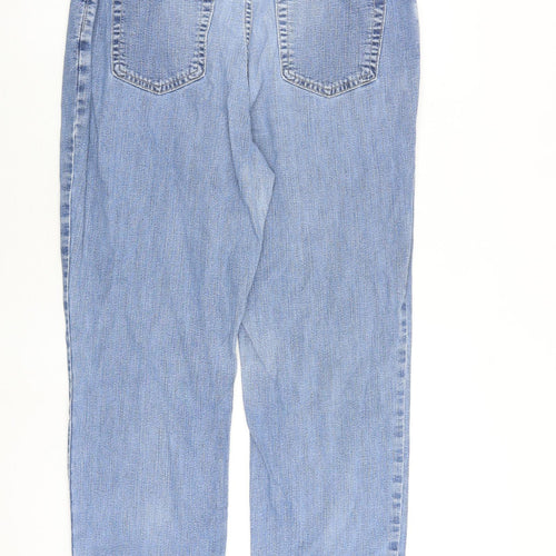 Marks and Spencer Womens Blue Cotton Wide-Leg Jeans Size 16 L26 in Regular Zip