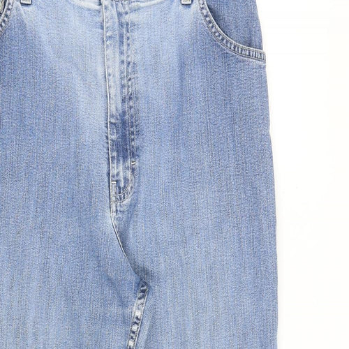 Marks and Spencer Womens Blue Cotton Wide-Leg Jeans Size 16 L26 in Regular Zip