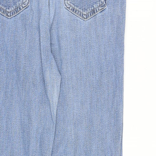 Marks and Spencer Womens Blue Cotton Wide-Leg Jeans Size 16 L26 in Regular Zip