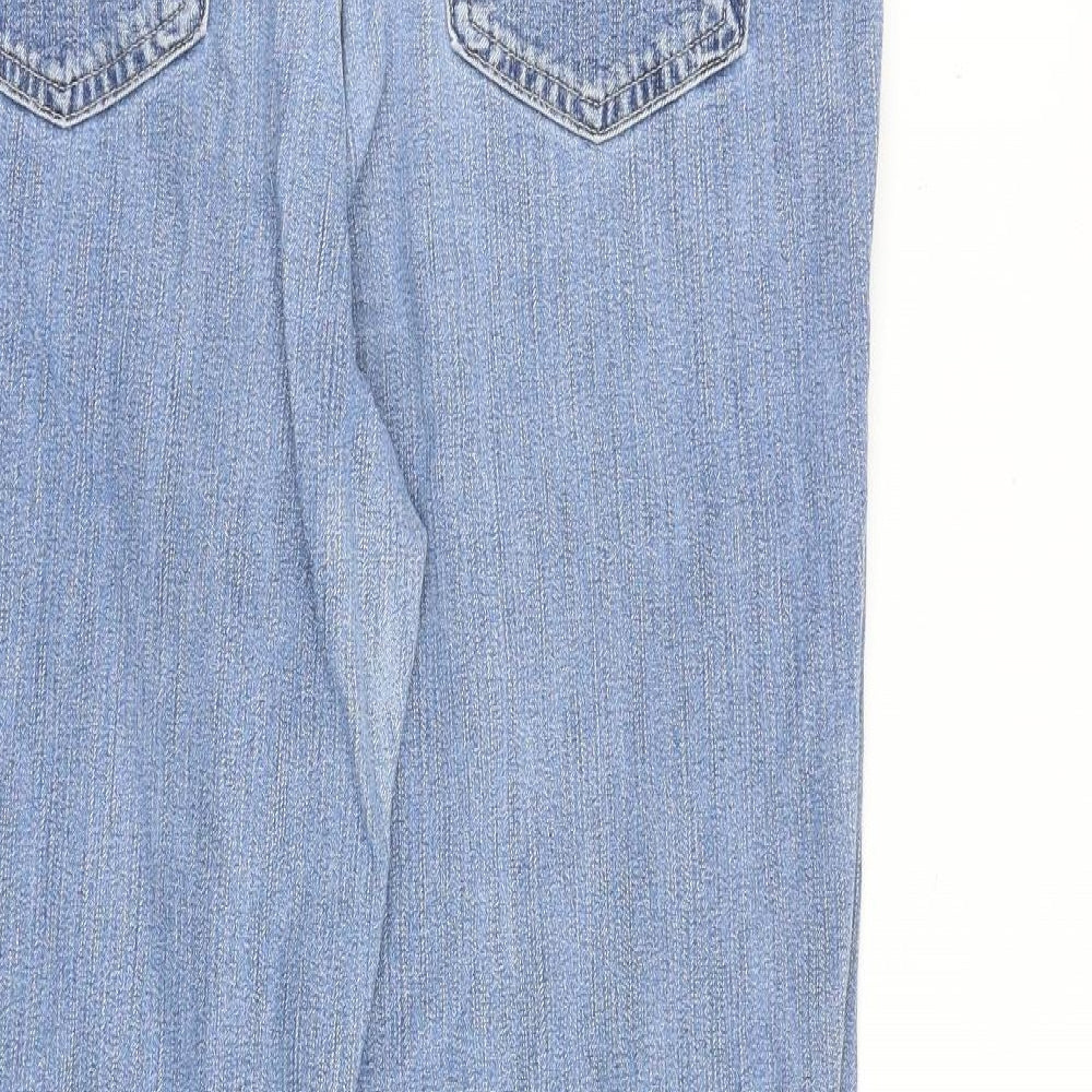Marks and Spencer Womens Blue Cotton Wide-Leg Jeans Size 16 L26 in Regular Zip