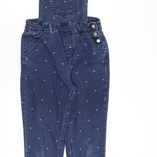 TU Womens Blue Polka Dot Cotton Jumpsuit One-Piece Size 8 Buckle