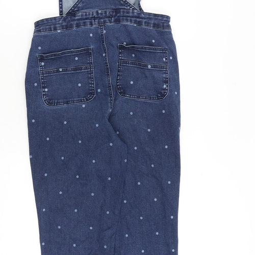 TU Womens Blue Polka Dot Cotton Jumpsuit One-Piece Size 8 Buckle