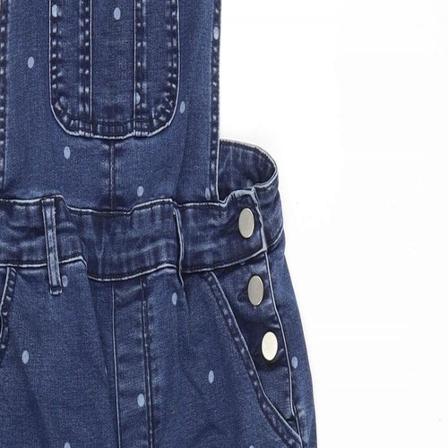 TU Womens Blue Polka Dot Cotton Jumpsuit One-Piece Size 8 Buckle
