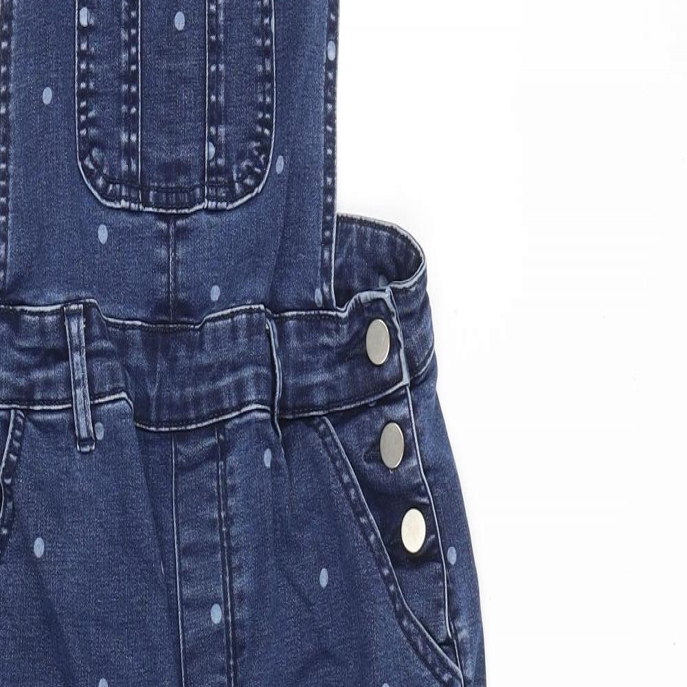 TU Womens Blue Polka Dot Cotton Jumpsuit One-Piece Size 8 Buckle