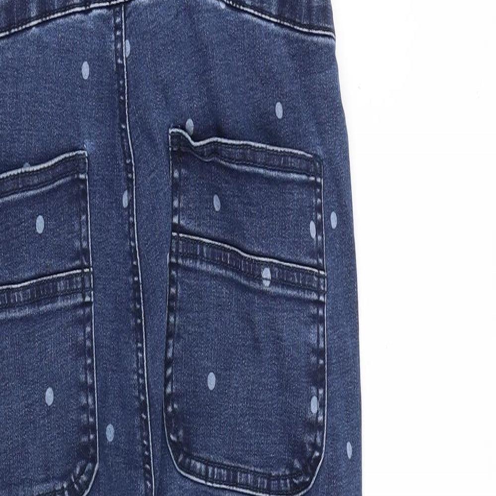 TU Womens Blue Polka Dot Cotton Jumpsuit One-Piece Size 8 Buckle