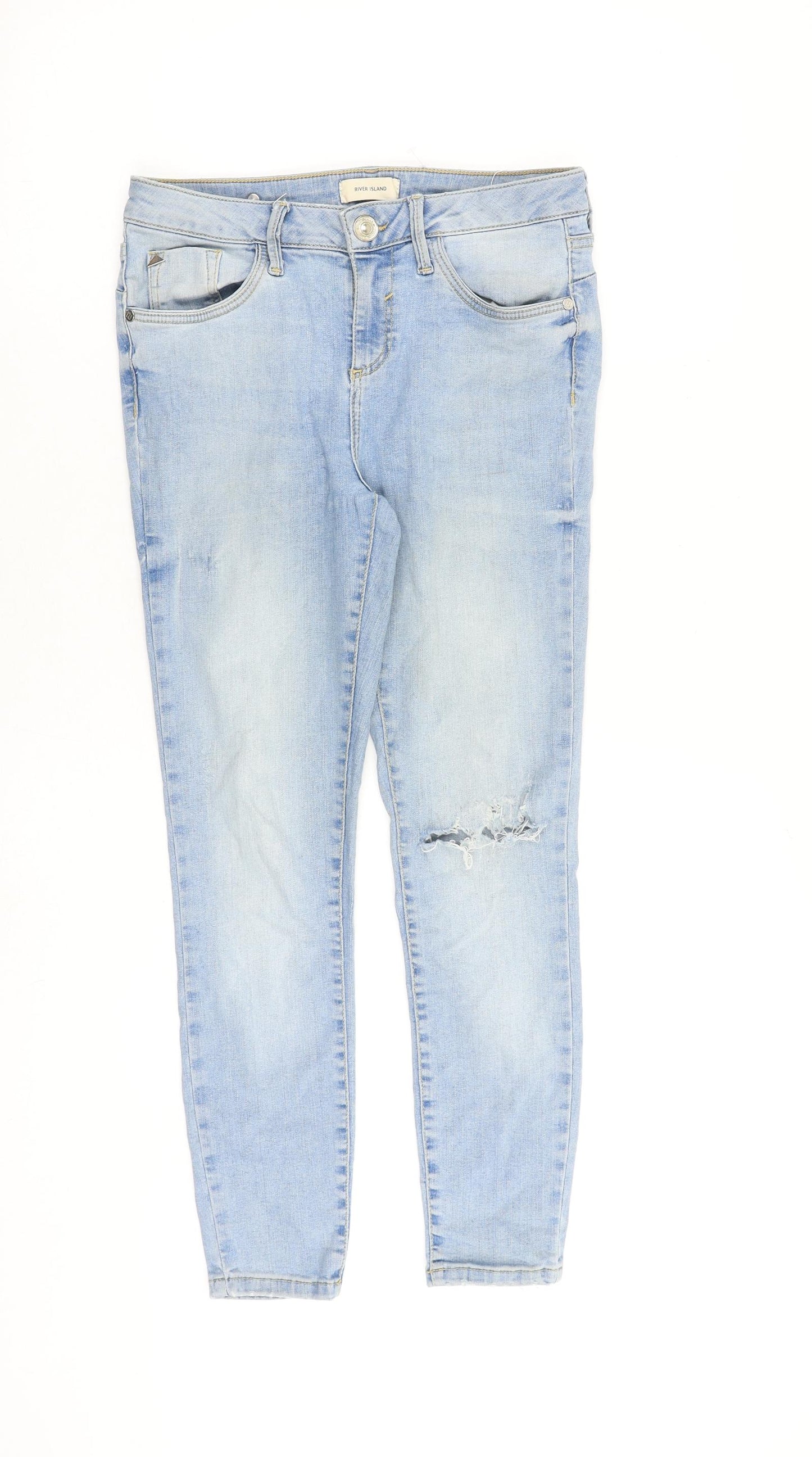 River Island Womens Blue Cotton Skinny Jeans Size 10 Regular Zip