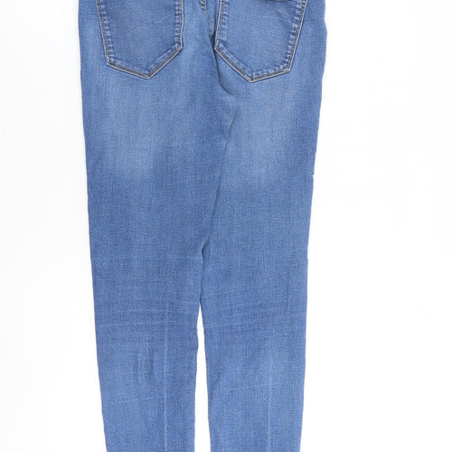 H&M Womens Blue Cotton Skinny Jeans Size 14 L30 in Regular Zip