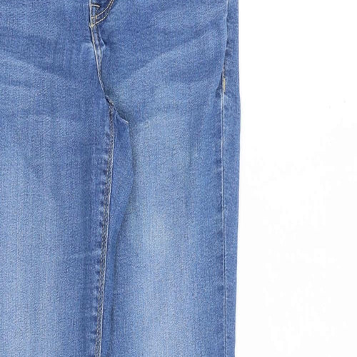 H&M Womens Blue Cotton Skinny Jeans Size 14 L30 in Regular Zip