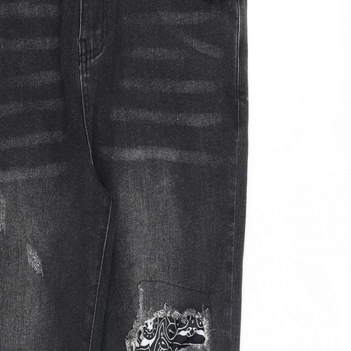 NVLTY Mens Grey Paisley Cotton Skinny Jeans Size 32 in L30 in Slim Zip