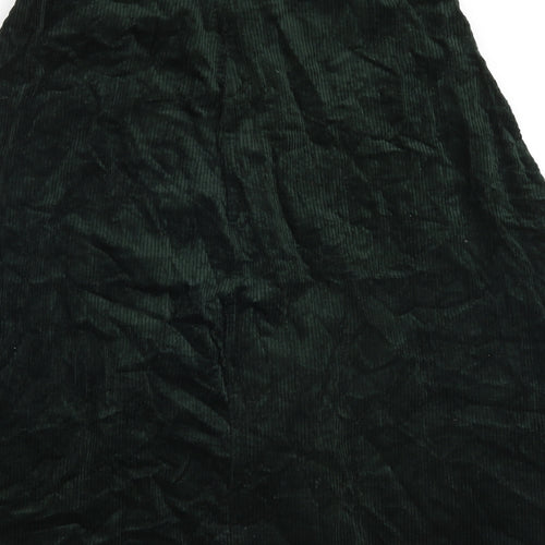 Zara Womens Green Cotton Swing Skirt Size M Button