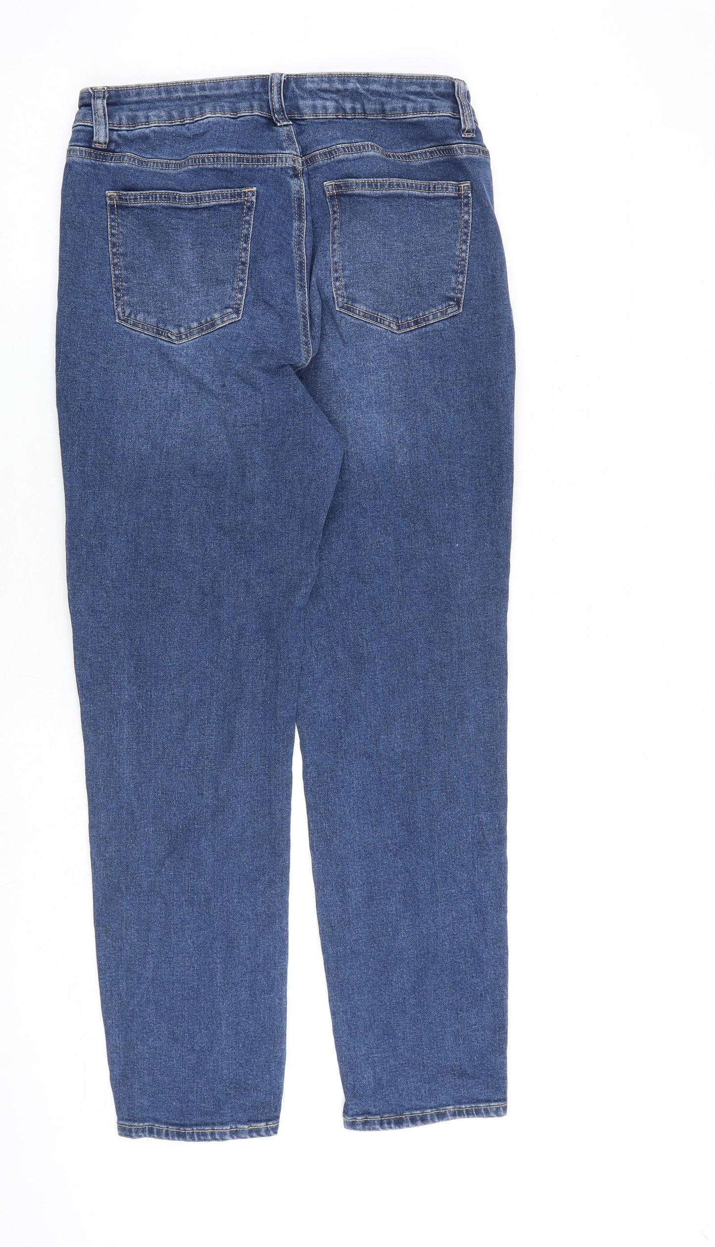 TU Womens Blue Cotton Mom Jeans Size 12 L27 in Regular Zip