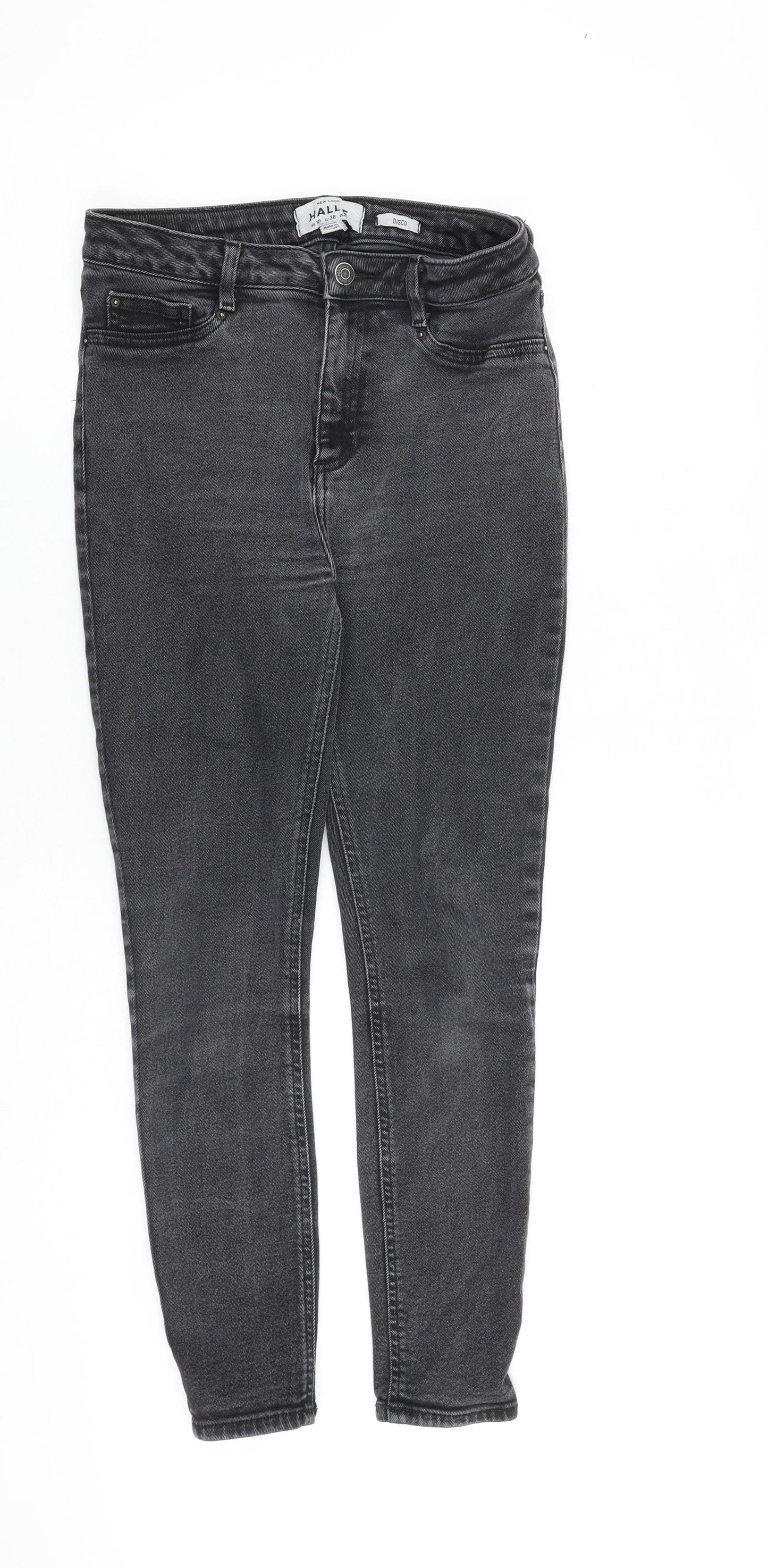 NEXT Womens Grey Cotton Skinny Jeans Size 10 L26 in Slim Zip