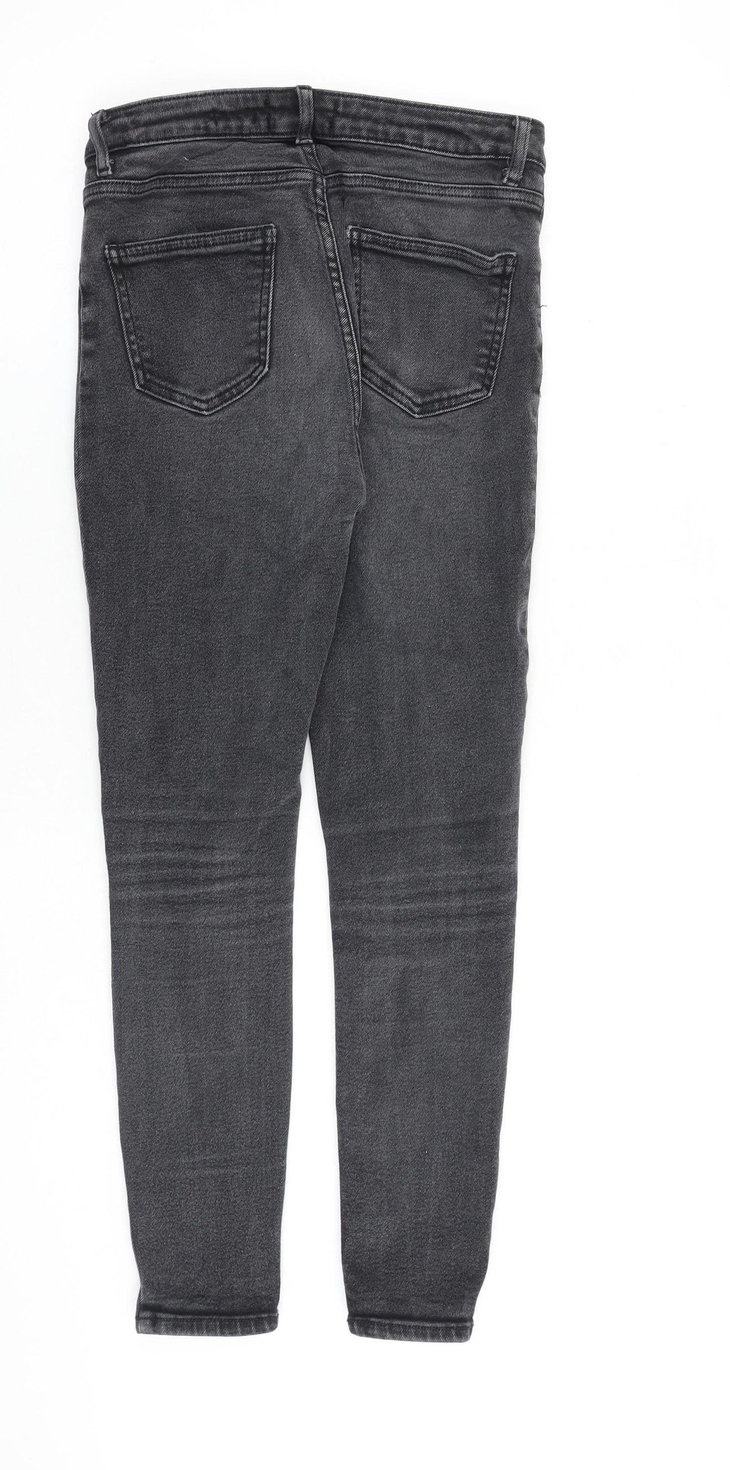 NEXT Womens Grey Cotton Skinny Jeans Size 10 L26 in Slim Zip