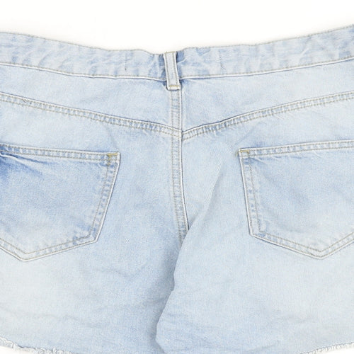 Denim & Co. Womens Blue Cotton Boyfriend Shorts Size 14 Regular Zip - Distressed Raw Hem