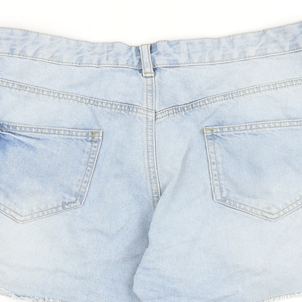 Denim & Co. Womens Blue Cotton Boyfriend Shorts Size 14 Regular Zip - Distressed Raw Hem