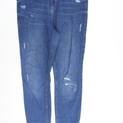 River Island Womens Blue Cotton Skinny Jeans Size 14 L27 in Slim Zip