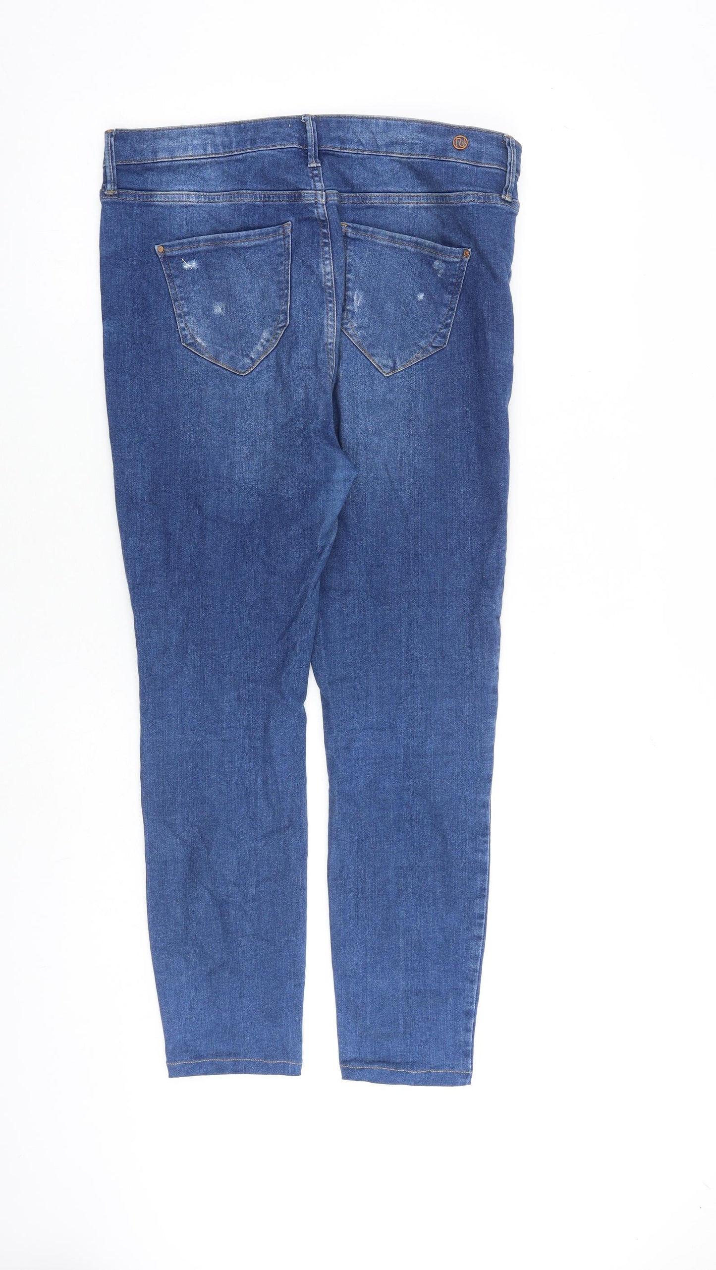 River Island Womens Blue Cotton Skinny Jeans Size 14 L27 in Slim Zip